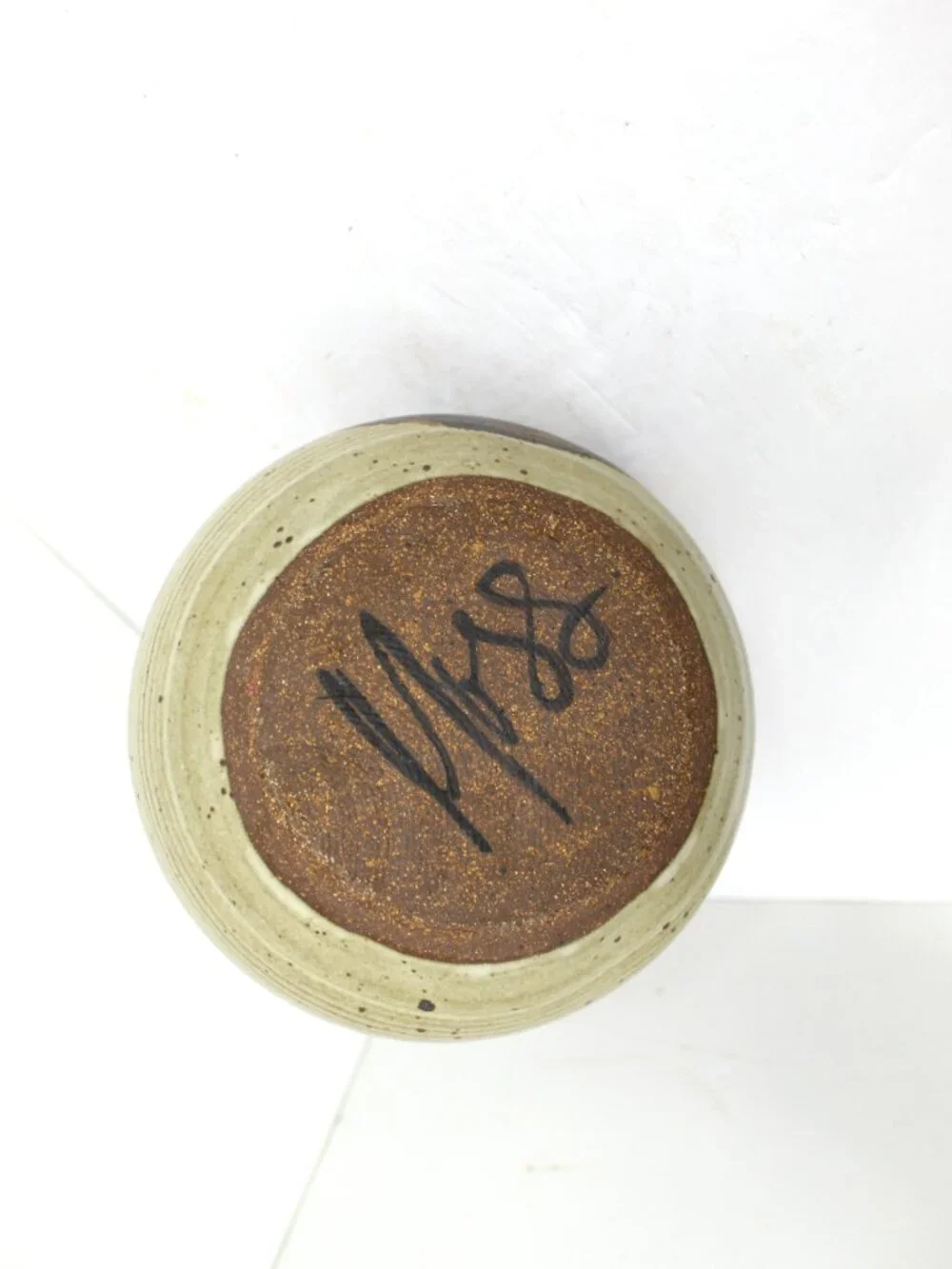 MCM Globular Earth/Stoneware Vase Signed 